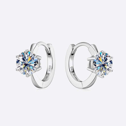 Radiant 1 Carat Moissanite Huggie Earrings in Premium Sterling Silver - Exquisite Platinum and Gold Options
