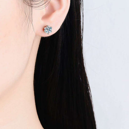 Radiant 1 Carat Rhodium-Plated Lab-Grown Diamond Stud Earrings - Très Elite