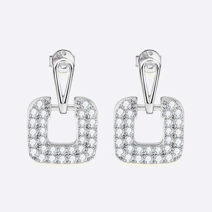 Radiant 1.68 Carat Lab-Grown Diamond Sterling Silver Drop Earrings