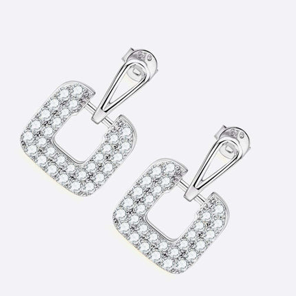 Radiant 1.68 Carat Lab-Grown Diamond Sterling Silver Drop Earrings