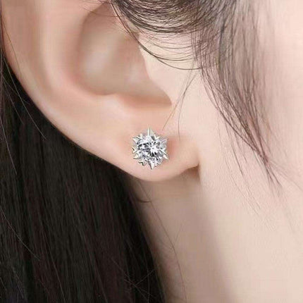 Radiant 4 Carat Moissanite Stud Earrings in Sterling Silver