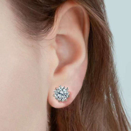 Radiant 4 Carat Moissanite Stud Earrings in Sterling Silver