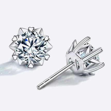 Radiant 4 Carat Moissanite Stud Earrings in Sterling Silver