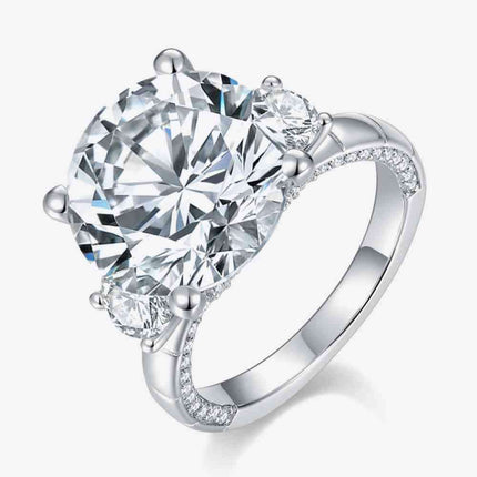 Radiant 8 Carat Moissanite Silver Ring with Luxurious Platinum Finish - Ultimate Sophistication