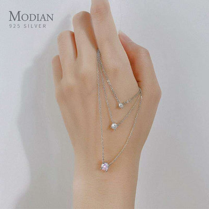 Radiant Allure: Sterling Silver Necklace with Sparkling Zircon Gems - Très Elite