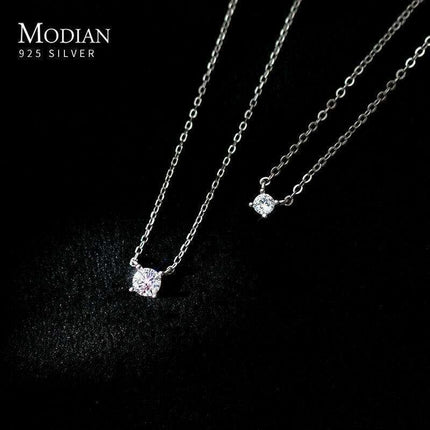 Radiant Allure: Sterling Silver Necklace with Sparkling Zircon Gems - Très Elite