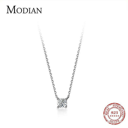 Radiant Allure: Sterling Silver Necklace with Sparkling Zircon Gems - Très Elite