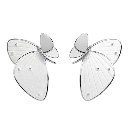 Radiant Butterfly Zircon Studs - Elegant 925 Sterling Silver Earrings for a Dazzling Finish - Très Elite