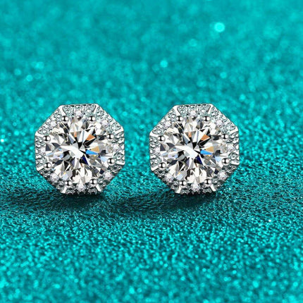 Radiant Charm: 2 Ct Moissanite Sterling Silver Stud Earrings with Rhodium Coating - Gift Box Included