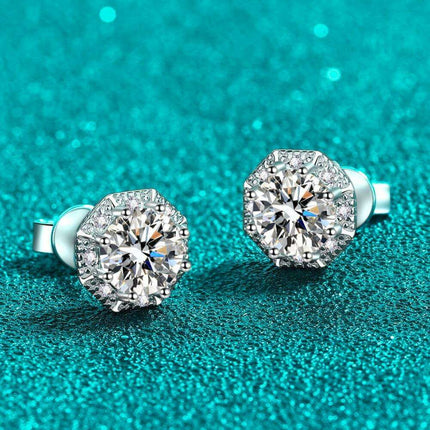 Radiant Charm: 2 Ct Moissanite Sterling Silver Stud Earrings with Rhodium Coating - Gift Box Included