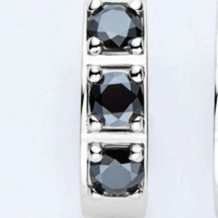 Radiant Charm: Sterling Silver Huggie Earrings with Lab-Grown Diamond Highlights