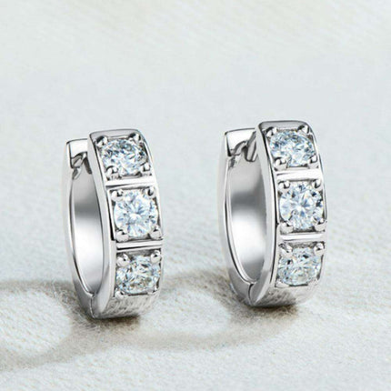Radiant Charm: Sterling Silver Huggie Earrings with Lab-Grown Diamond Highlights