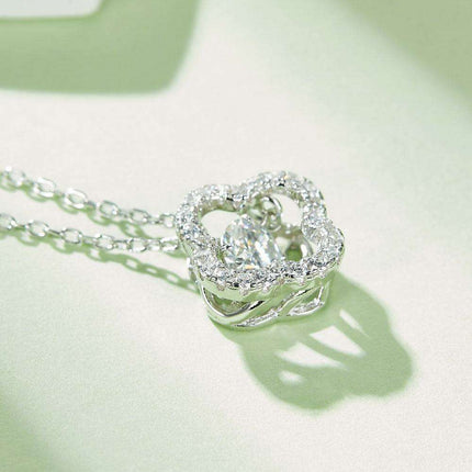 Radiant Clover Lab-Diamond Pendant Necklace Adorned with Zircon Accents