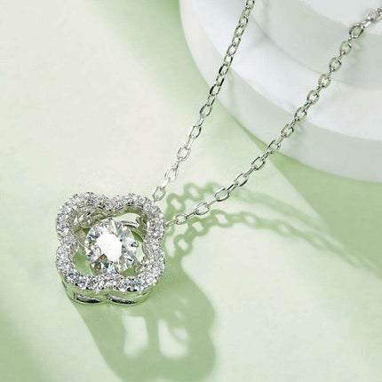 Radiant Clover Lab-Diamond Pendant Necklace Adorned with Zircon Accents