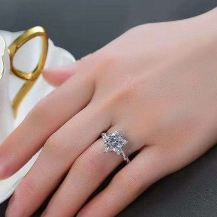 Radiant Elegance: Twisted 3 Carat Lab-Diamond Sterling Silver Ring with Platinum Touch