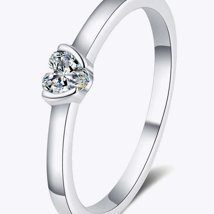 Radiant Heart Lab-Diamond Ring in Platinum-Plated Sterling Silver - Très Elite