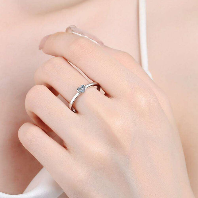 Radiant Heart Lab-Diamond Ring in Platinum-Plated Sterling Silver