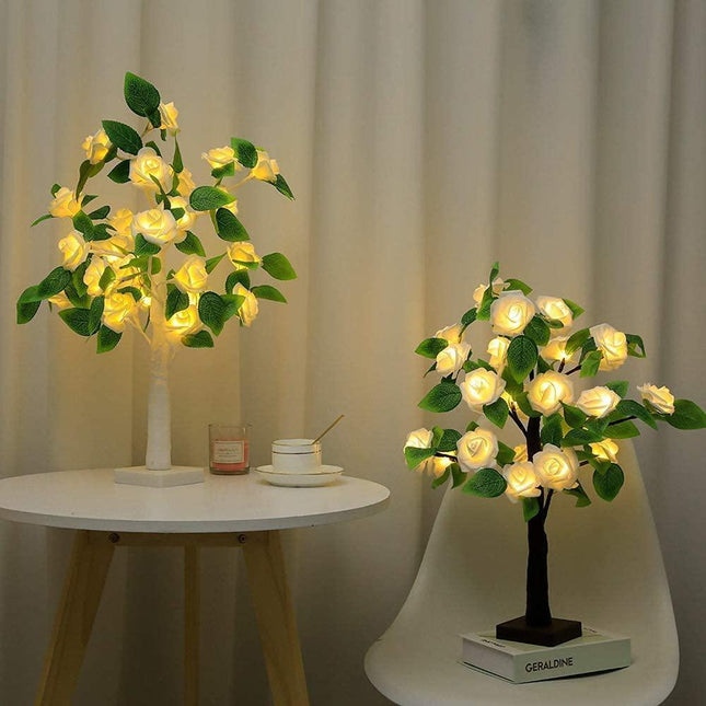 Radiant LED Bonsai Rose Tree: 55CM Floral Table Centerpiece