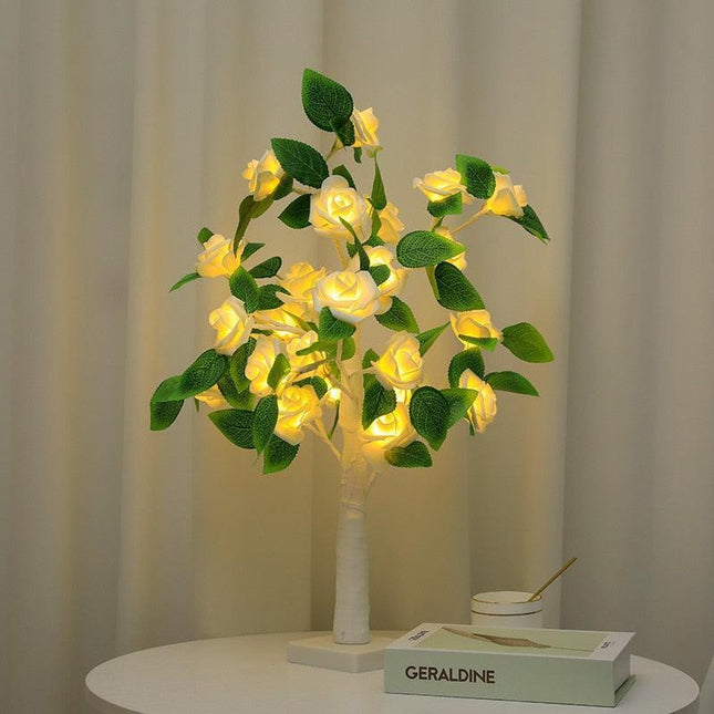 Radiant LED Bonsai Rose Tree: 55CM Floral Table Centerpiece