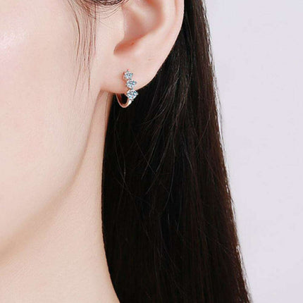 Radiant Lab-Grown Diamond Sterling Silver Huggie Earrings - Elegant Gift Collection