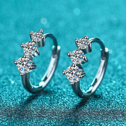 Radiant Lab-Grown Diamond Sterling Silver Huggie Earrings - Elegant Gift Collection