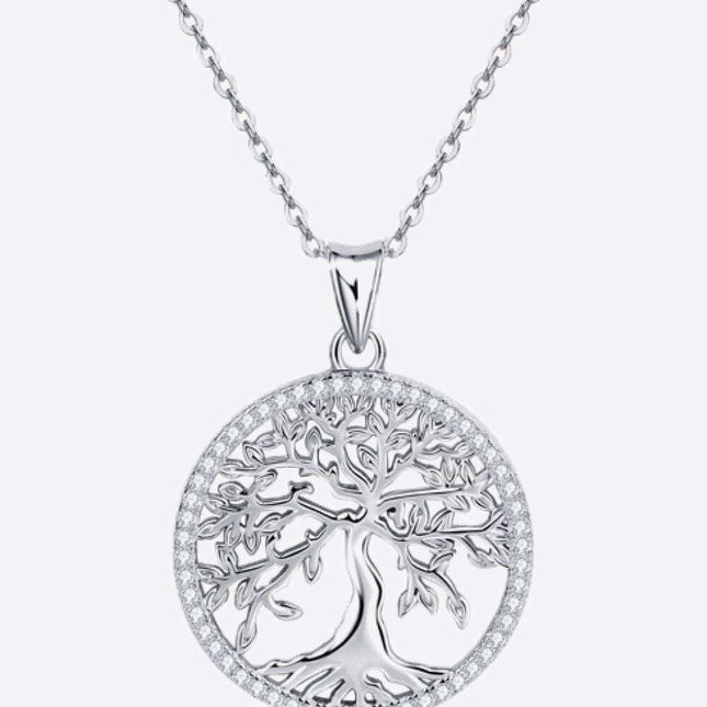 Radiant Moissanite Tree Necklace in Sterling Silver: Adjustable Elegance for Every Occasion
