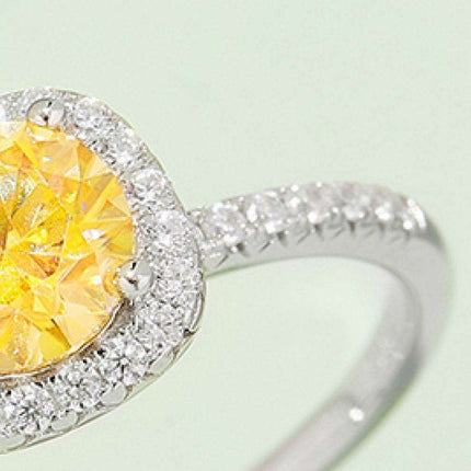 Radiant Pink Diamond Halo Ring with Lab-Created Moissanite in Sterling Silver - Très Elite