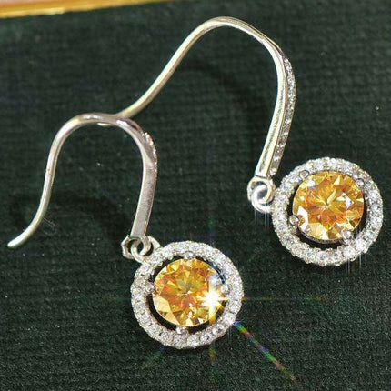 Radiant Platinum Lab-Created Diamond Drop Earrings with Stunning Zircon Accents