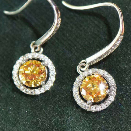 Radiant Platinum Lab-Created Diamond Drop Earrings with Stunning Zircon Accents