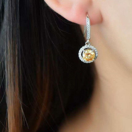 Radiant Platinum Lab-Created Diamond Drop Earrings with Stunning Zircon Accents