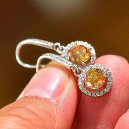 Radiant Platinum Lab-Created Diamond Drop Earrings with Stunning Zircon Accents