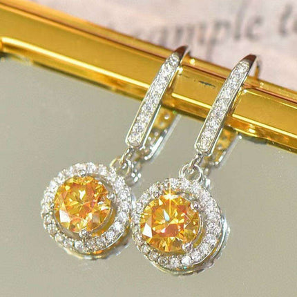 Radiant Platinum Lab-Created Diamond Drop Earrings with Stunning Zircon Accents