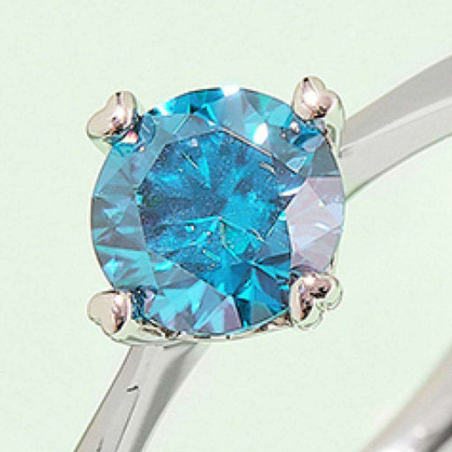 Rainbow Lab-Created Diamond Solitaire Ring with Platinum Coating