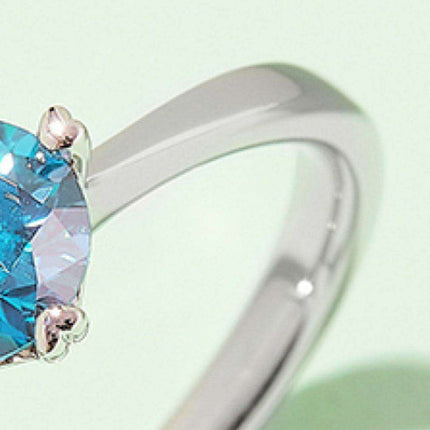 Rainbow Lab-Created Diamond Solitaire Ring with Platinum Coating