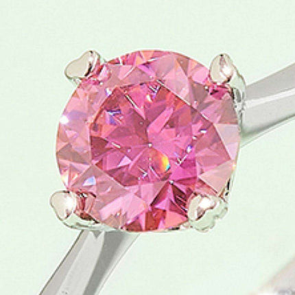 Rainbow Lab-Created Diamond Solitaire Ring with Platinum Coating