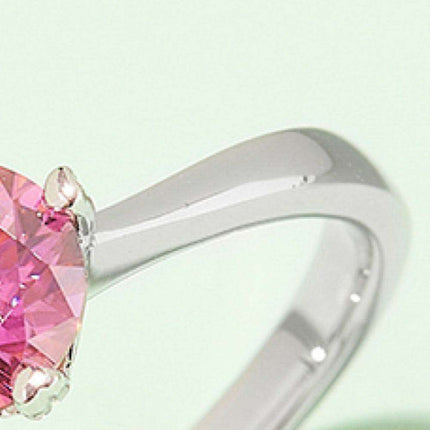 Rainbow Lab-Created Diamond Solitaire Ring with Platinum Coating