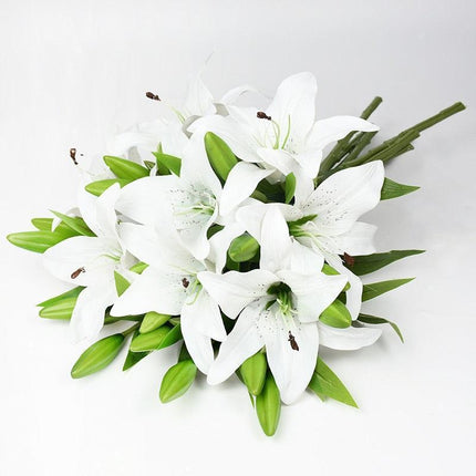 Real Touch White Lily Faux Flower Collection - 5-Piece Set..