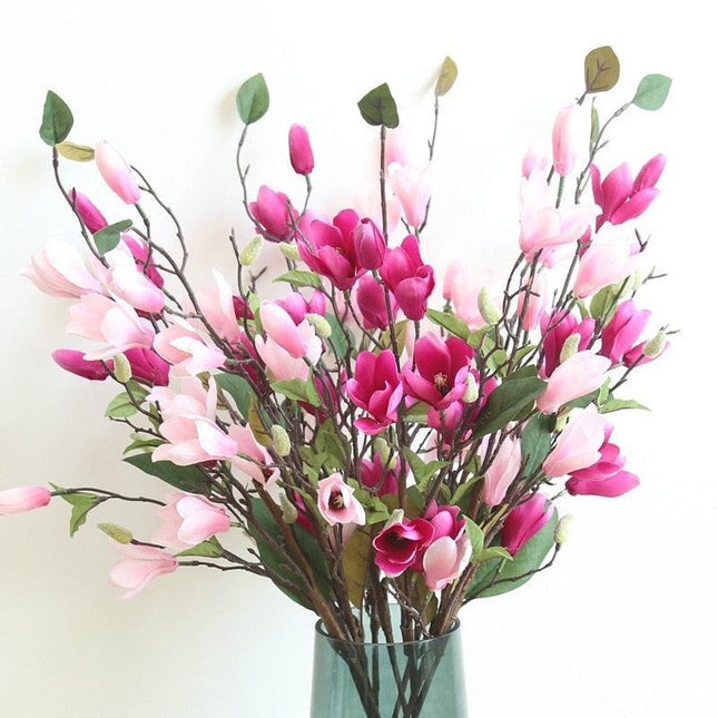 Realistic Silk Magnolia Floral Stem - Stunning Artificial Blooms for Home and Event Styling