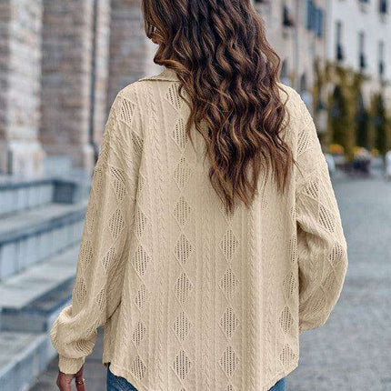 Relaxed Elegance Lapel Collar Button-Up Shirt for Casual Outings - Très Elite