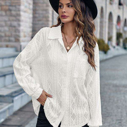 Relaxed Elegance Lapel Collar Button-Up Shirt for Casual Outings
