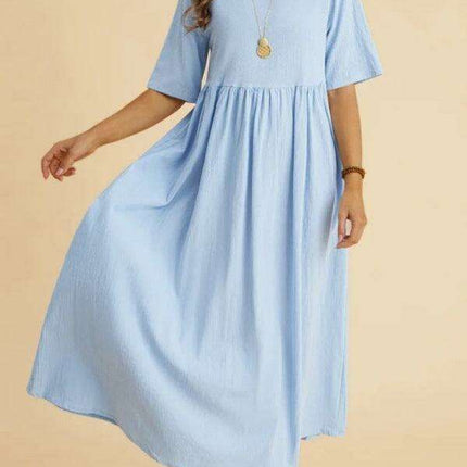 Relaxed Fit Drop Shoulder Midi Dress for Effortless Style- Très Elite- Très Elite