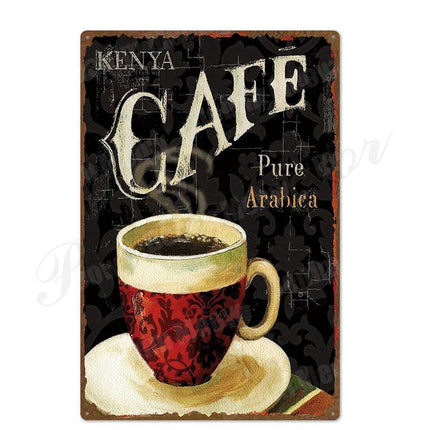 Retro Coffee House Metal Art Sign - Timeless Decor for Cafes, Bars, and Homes..
