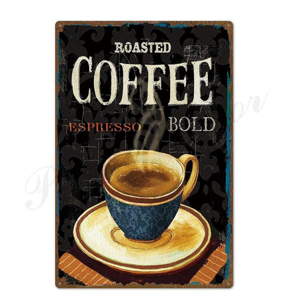 Retro Coffee House Metal Art Sign - Timeless Decor for Cafes, Bars, and Homes - Très Elite