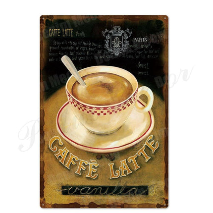 Retro Coffee House Metal Art Sign - Timeless Decor for Cafes, Bars, and Homes - Très Elite