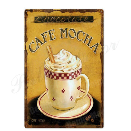 Retro Coffee House Metal Art Sign - Timeless Decor for Cafes, Bars, and Homes - Très Elite