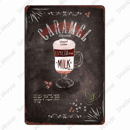 Retro Coffee House Metal Art Sign - Timeless Decor for Cafes, Bars, and Homes - Très Elite