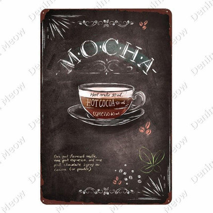 Retro Coffee House Metal Art Sign - Timeless Decor for Cafes, Bars, and Homes - Très Elite