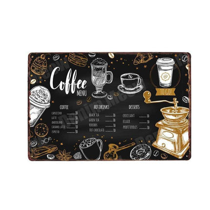 Retro Coffee House Metal Art Sign - Timeless Decor for Cafes, Bars, and Homes - Très Elite