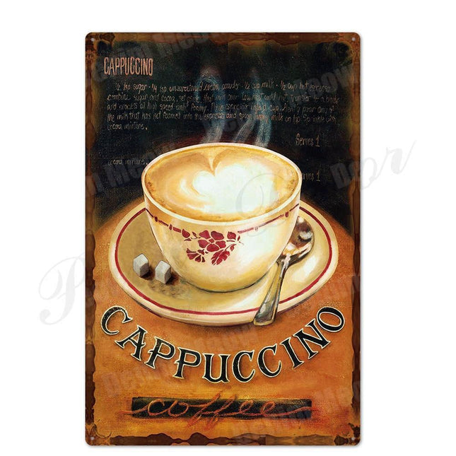 Retro Coffee House Metal Art Sign - Timeless Decor for Cafes, Bars, and Homes