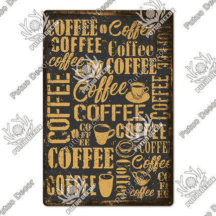Retro Coffee Metal Sign - Chic Wall Decor for Kitchen, Cafe, or Bar - Très Elite